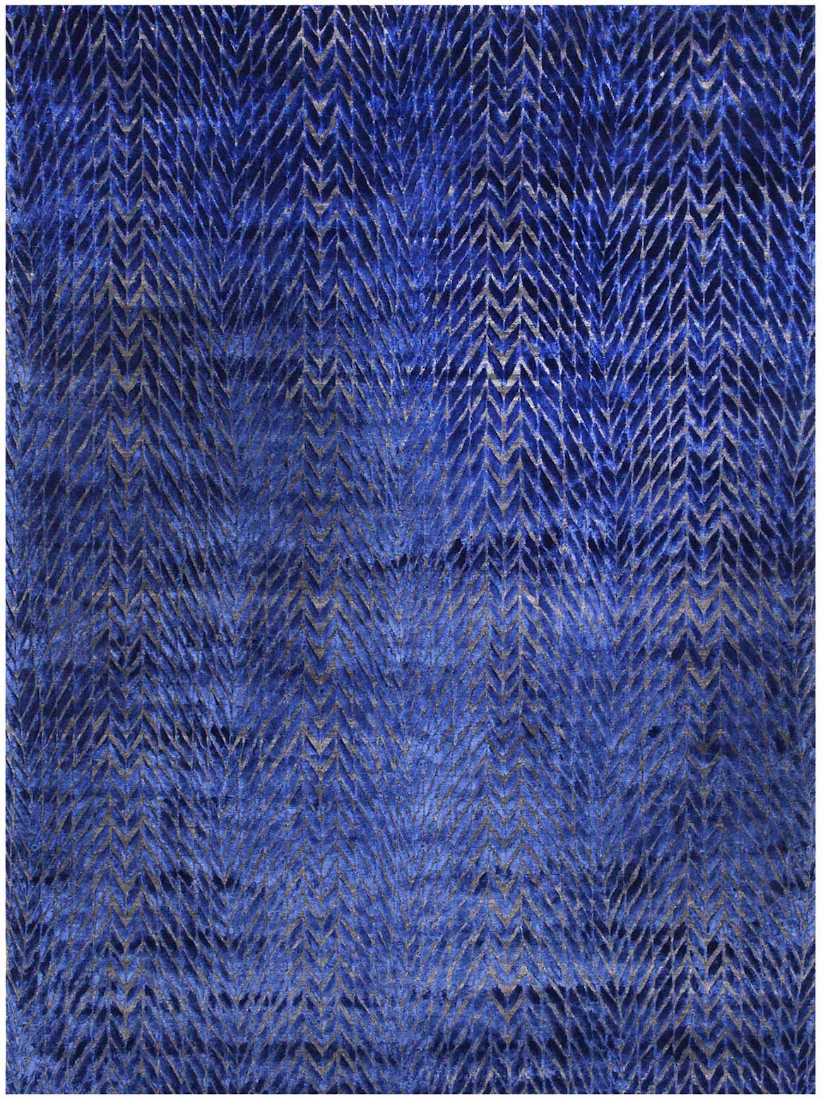 Hands MOIRE Blue Luxury Carpet - Wool & Botanical Silk, Hand Knotted (8' x 10')