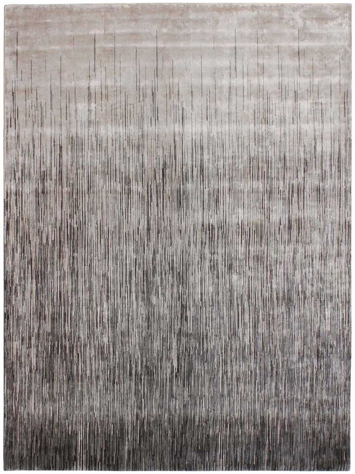 Hands MOTLEY Silver Grey Luxury Carpet - 100% Botanical Silk, Hand Knotted (5'6" x 8')