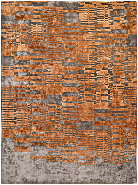 Hands OSAR Rust Luxury Carpet - 100% Botanical Silk, Hand Tufted (3' x 5')