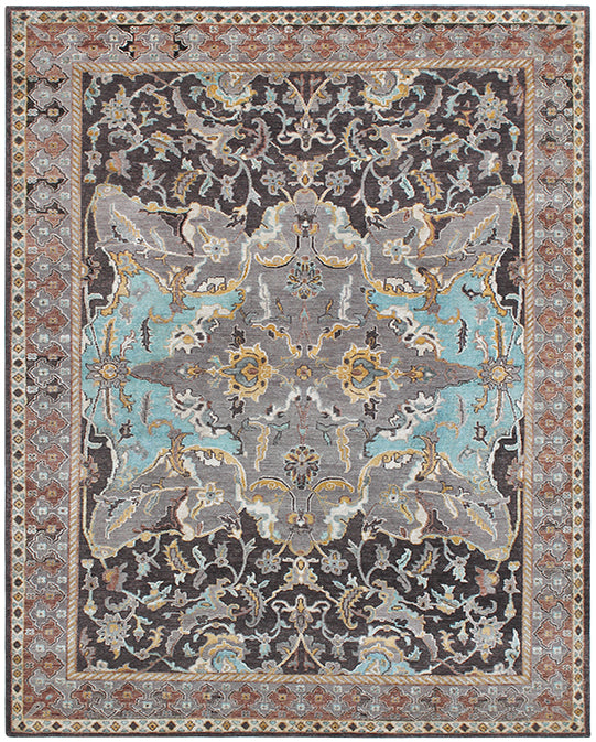 Hands HKD-4 Multi Brown Luxury Carpet - Wool & Bamboo Silk, Hand Knotted (5'6" x 8')