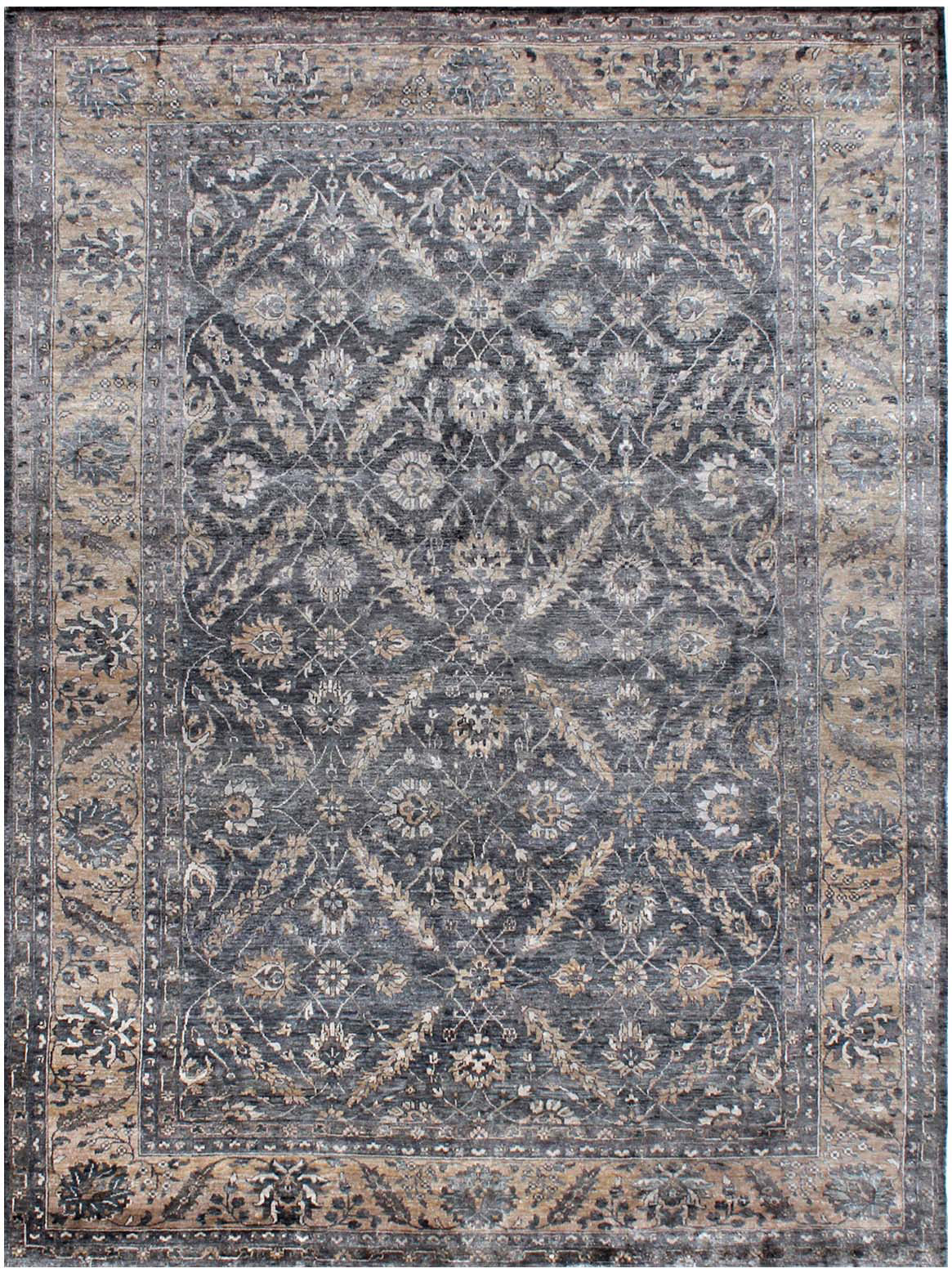 Hands RUHETTA Grey Luxury Carpet - 100% Bamboo Silk, Hand Knotted (5'6" x 8')