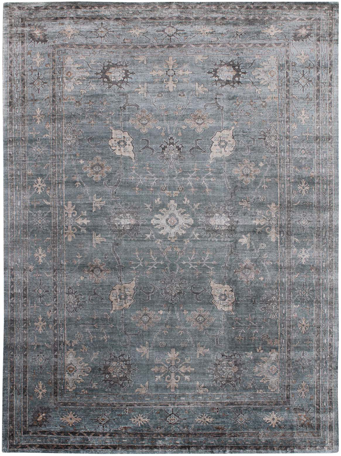 Hands SAFFIR Gold Luxury Carpet - 100% Bamboo Silk, Hand Knotted (5'6" x 8')