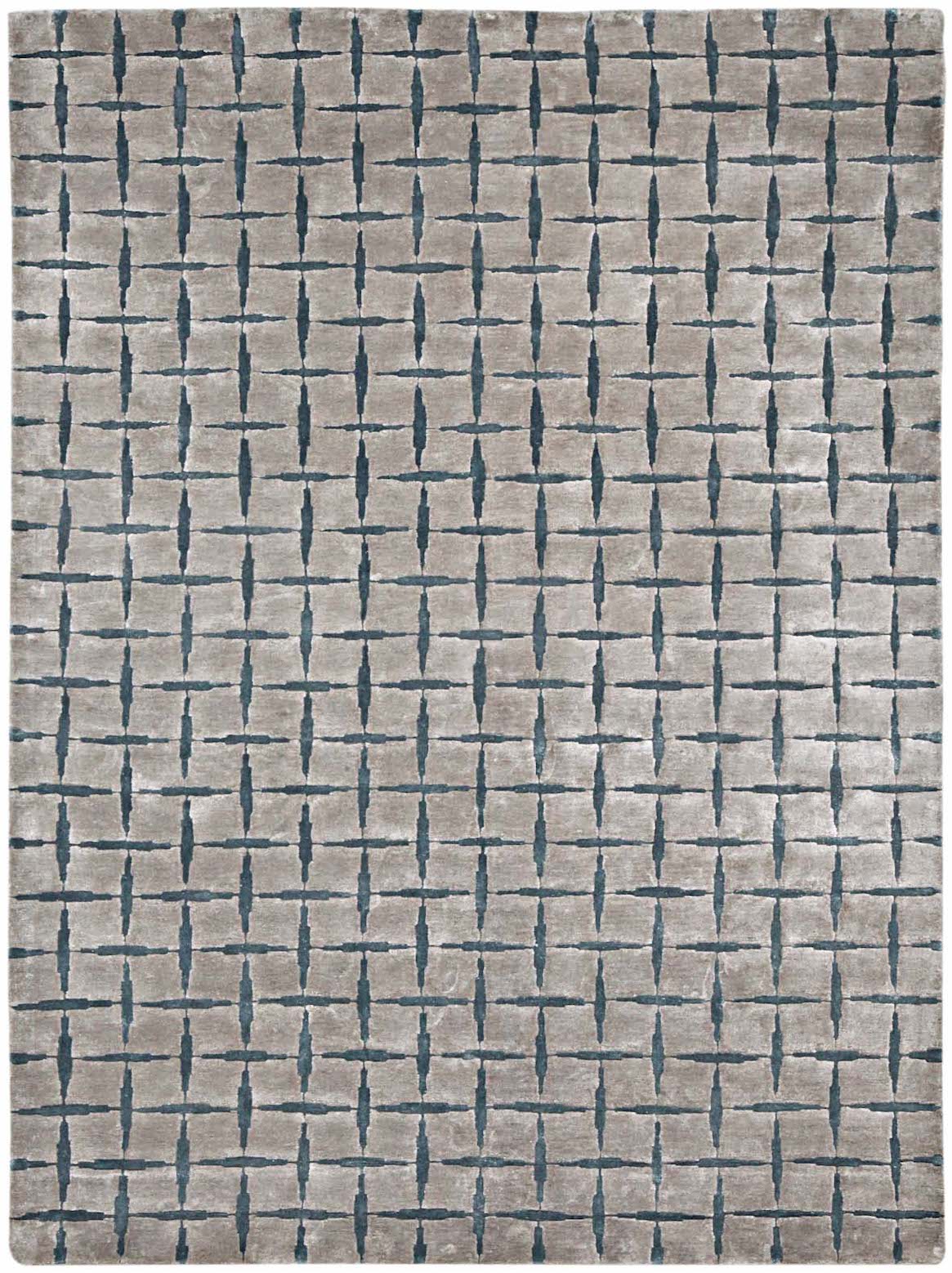 Hands SEQUEL Slate Blue Luxury Carpet - 100% Botanical Silk, Hand Tufted (3' x 5')