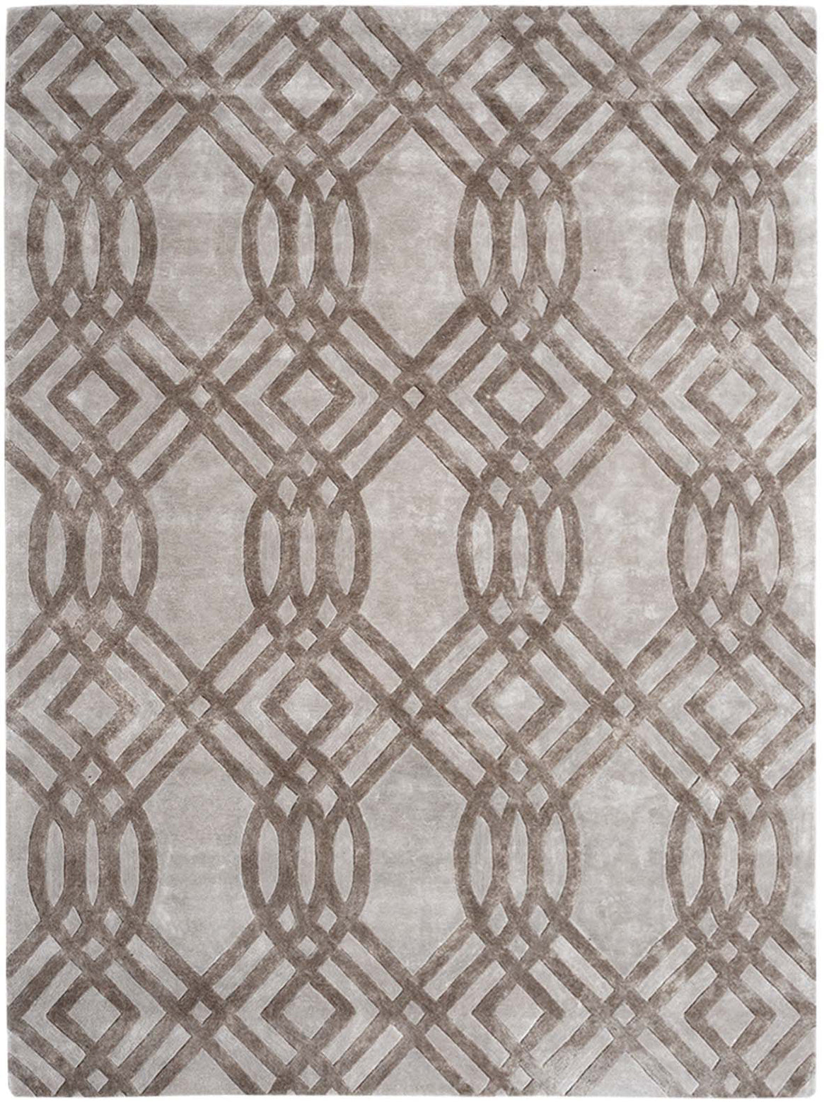 Hands SOLOMON Taupe Luxury Carpet - 100% Botanical Silk, Hand Tufted (4'6" x 6'6")