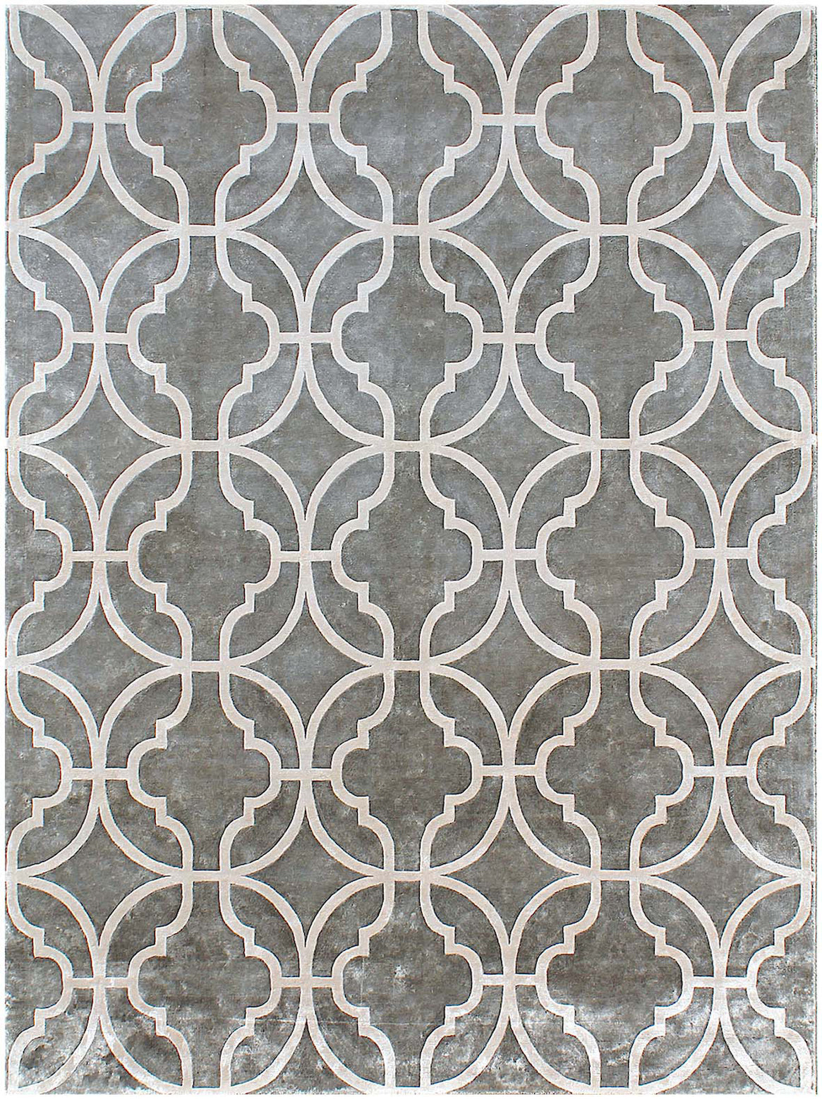 Hands TREILLAGE Taupe Luxury Carpet - 100% Botanical Silk, Hand Knotted (5'6" x 8')