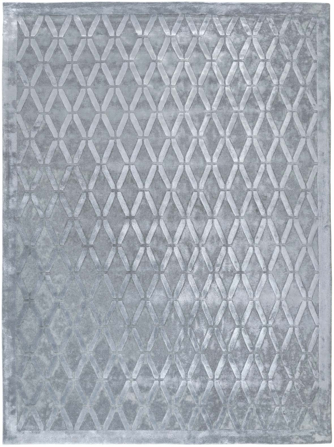 Hands TRIAD Silver Grey Luxury Carpet - 100% Botanical Silk, Hand Tufted (4'6" x 6'6")