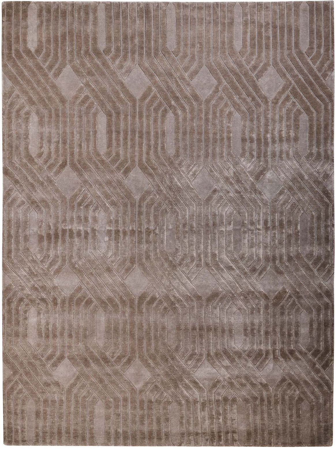 Hands TRINITY Beige Luxury Carpet - 100% Botanical Silk, Hand Knotted (5'6" x 8')