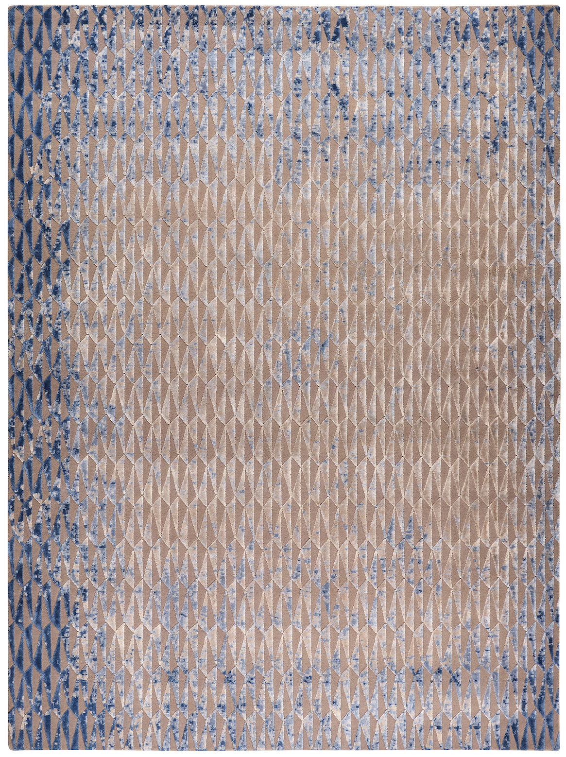 Hands TRIUNE Silver Blue Luxury Carpet - Wool & Botanical Silk, Hand Knotted (5'6" x 8')