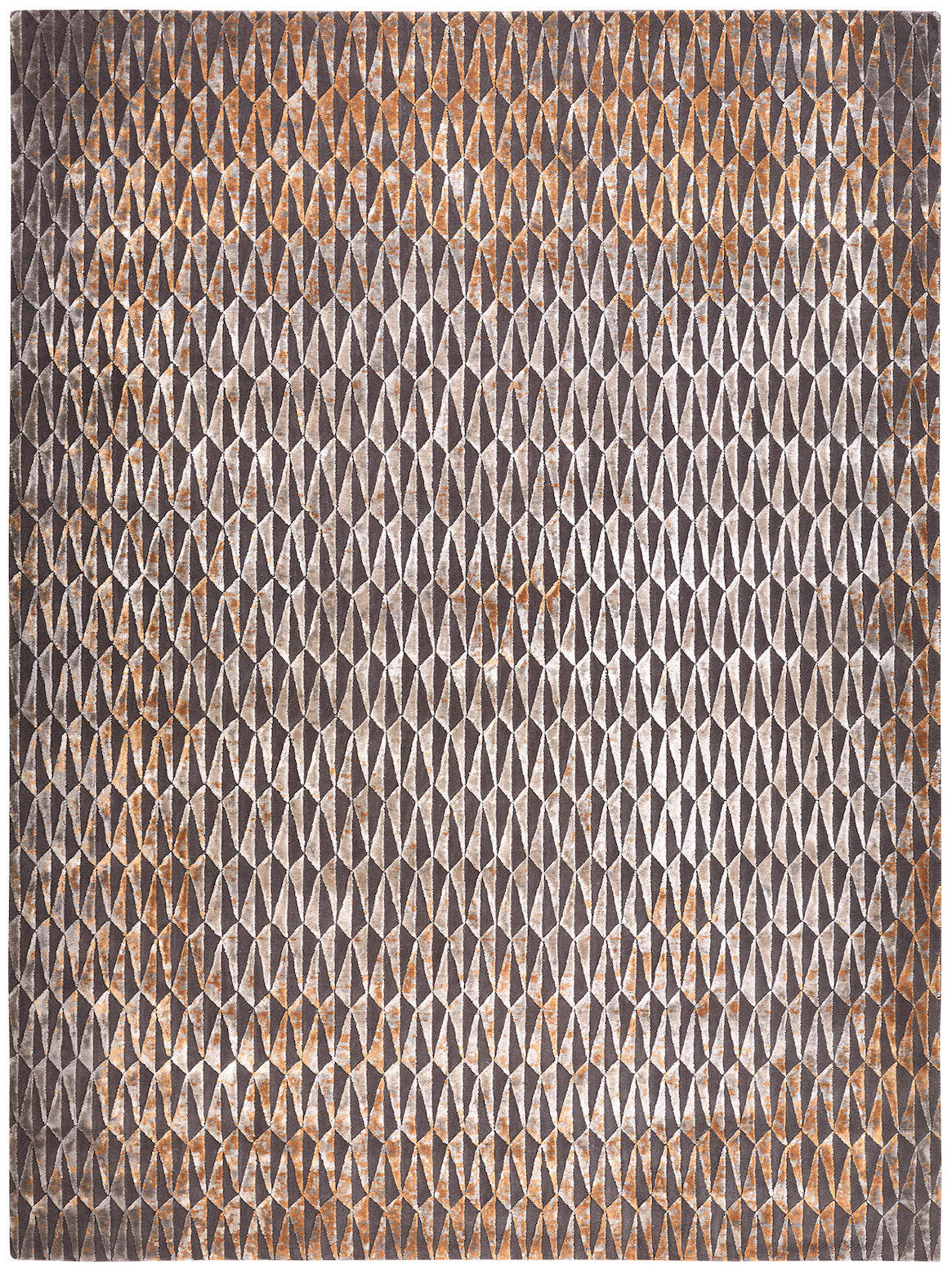 Hands TRIUNE Taupe Rust Luxury Carpet - Wool & Botanical Silk, Hand Knotted (5'6" x 8')