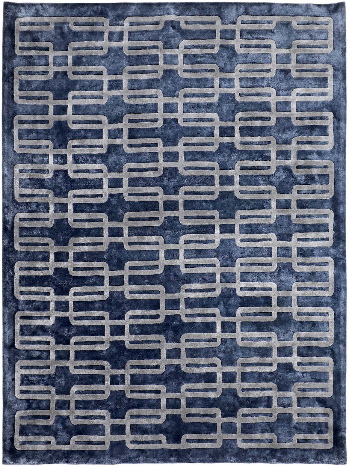 Hands VECTOR Blue Luxury Carpet - 100% Botanical Silk, Hand Tufted (4'6" x 6'6")