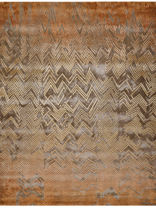 Hands VESPER Rust Luxury Carpet - 100% Botanical Silk, Hand Knotted (5'6" x 8')