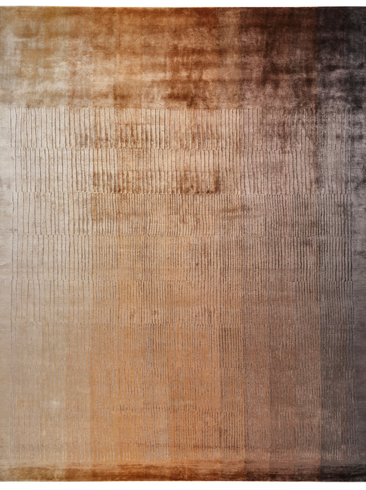 Hands VESSEL Rust Luxury Carpet - 100% Botanical Silk, Hand Knotted (5'6" x 8')