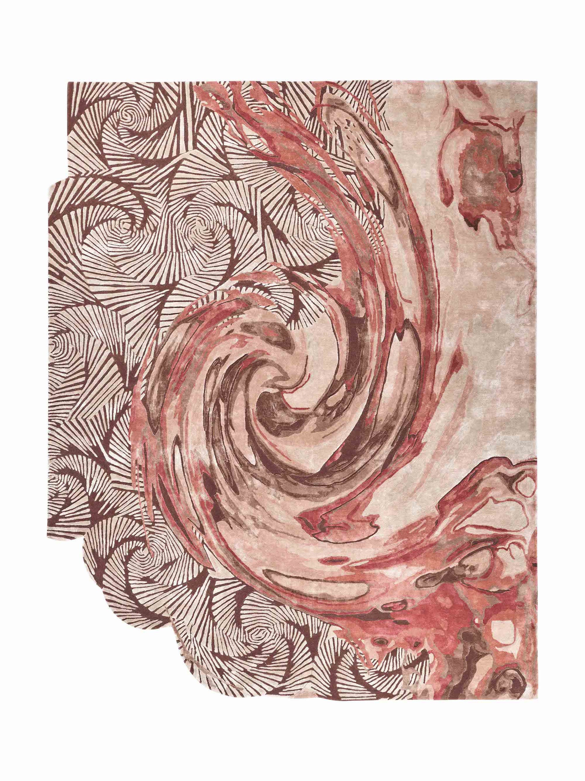 Hands WHIRLWIND Blush Luxury Carpet - Wool & Botanical Silk, Hand Tufted (Blush)