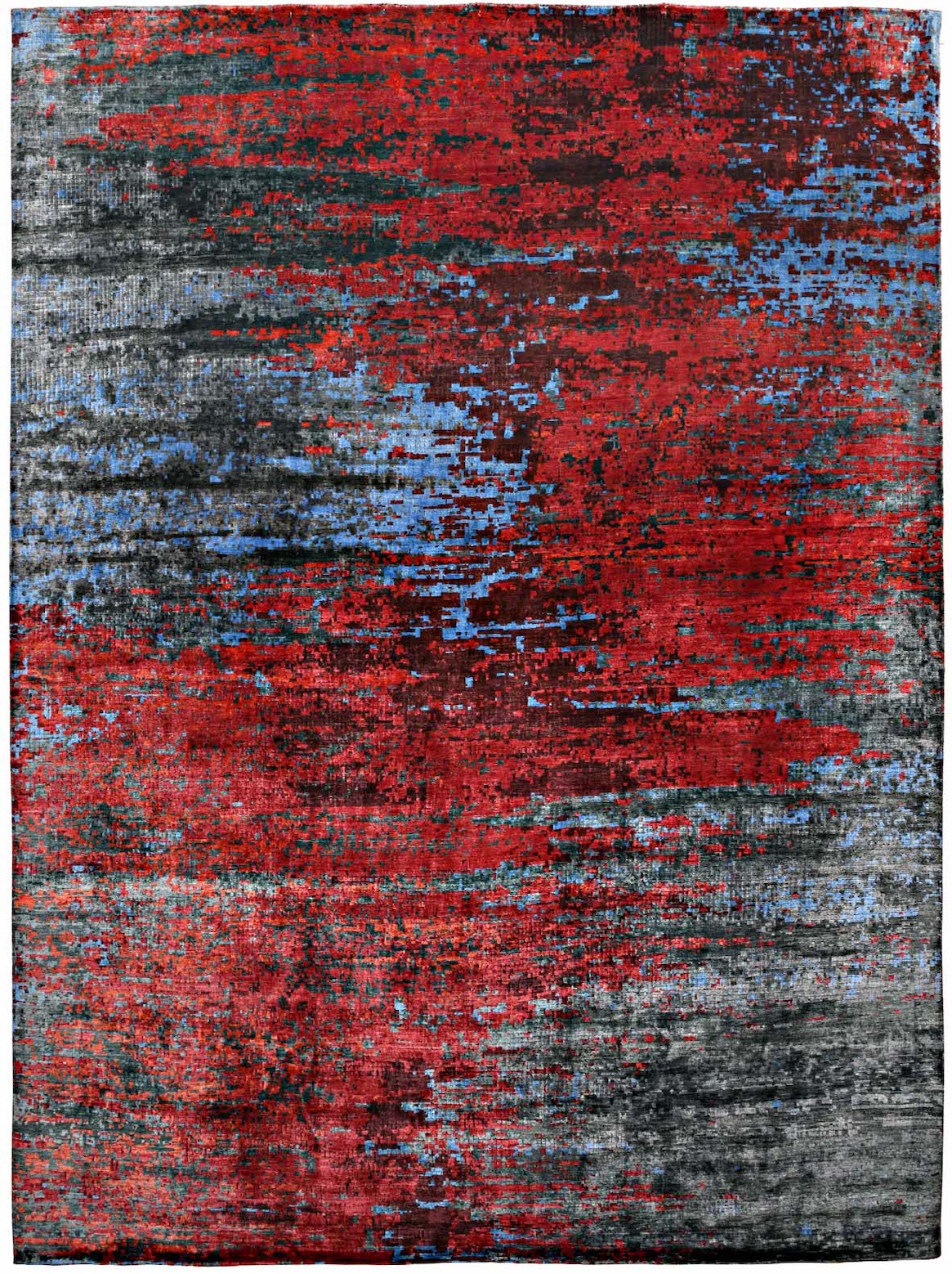 Hands ZIRCON Red Luxury Carpet - Wool & Bamboo Silk, Hand Knotted (5'6" x 8')