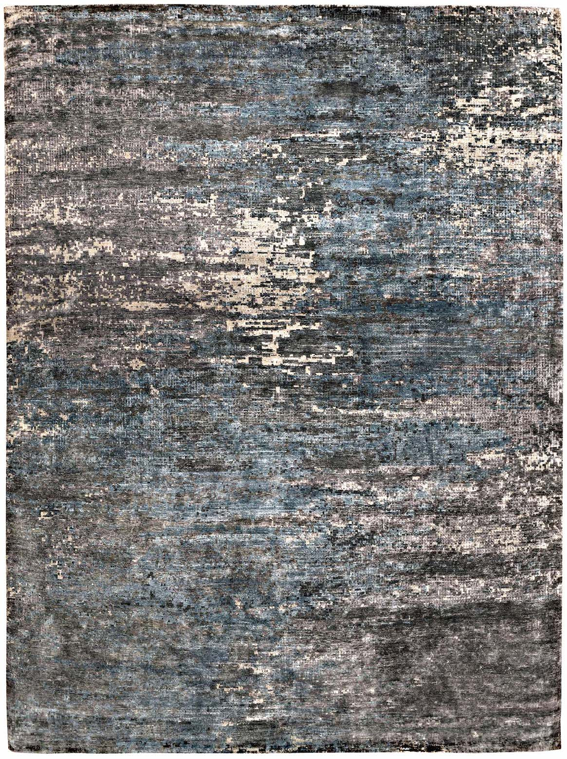 Hands ZIRCON Teal Luxury Carpet - Wool & Bamboo Silk, Hand Knotted (5'6" x 8')