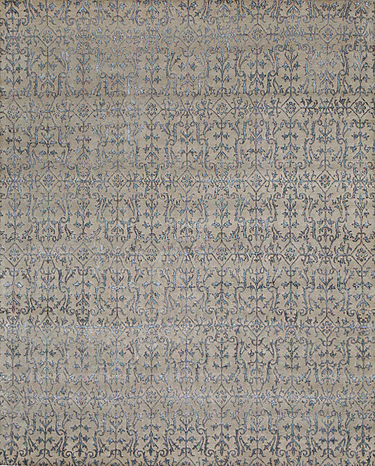 Hands DAMASK Grey Luxury Carpet - Wool & Botanical Silk, Hand Knotted (8' x 10')