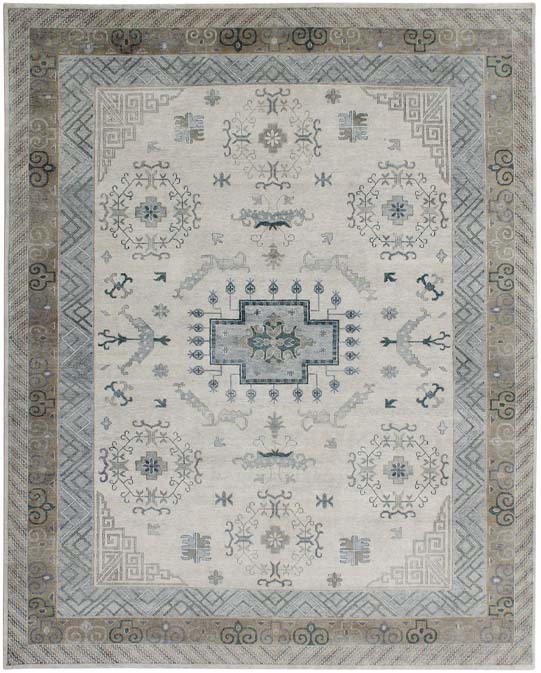 Hands DL 1140 Silver Beige Luxury Carpet - 100% Wool, Hand Knotted (9' x 12')