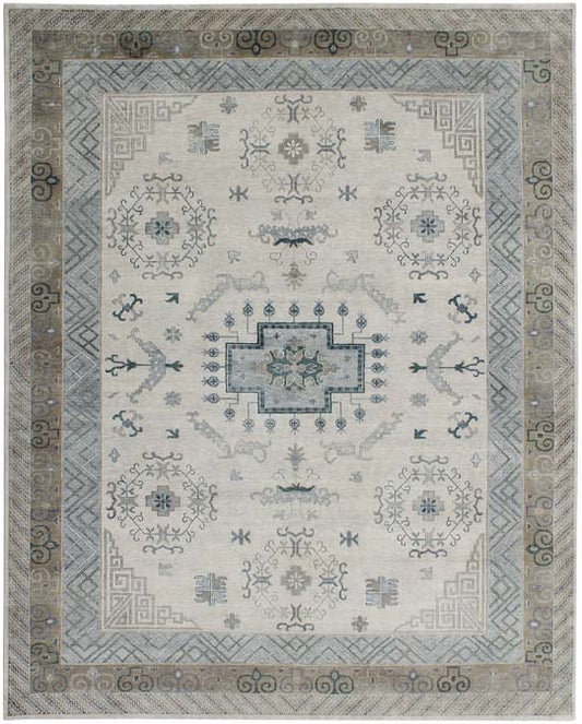 Hands DL 1140 Silver Beige Luxury Carpet - 100% Wool, Hand Knotted (9' x 12')