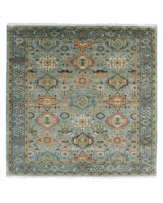 Hands DL 1301 Aqua Luxury Carpet - 100% Wool, Hand Knotted (12'2" x 12'3")