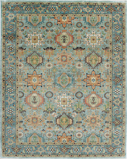 Hands DL 1300 Aqua Luxury Carpet - 100% Wool, Hand Knotted (9'2" x 12'5")