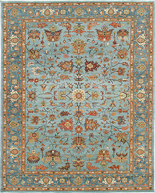 Hands DL 2717 Aqua Luxury Carpet - 100% Wool, Hand Knotted (12' x 15')