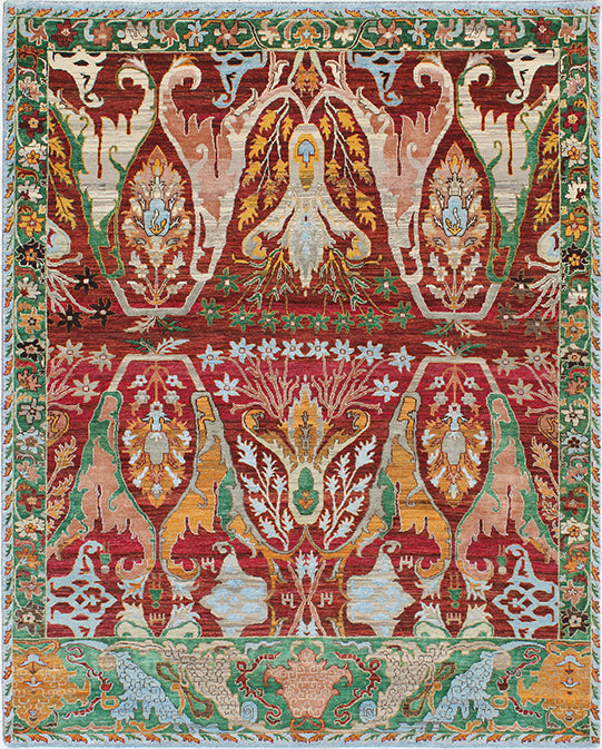 Hands DL 1318 Red Multi Luxury Carpet - Wool & Botanical Silk, Hand Knotted (8' x 10'5")