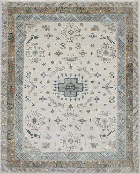 Hands DL 1321 Silver Beige Luxury Carpet - 100% Wool, Hand Knotted (12' x 15')