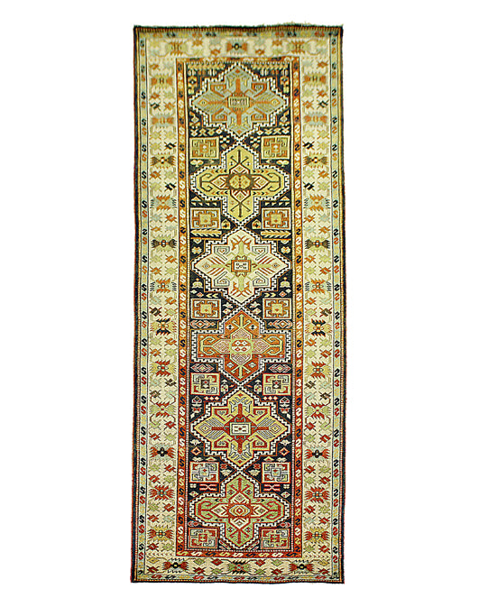 Hands DL 1561 Blue & Ivory Luxury Carpet - 100% Wool, Hand Knotted (3'6" x 11'6")