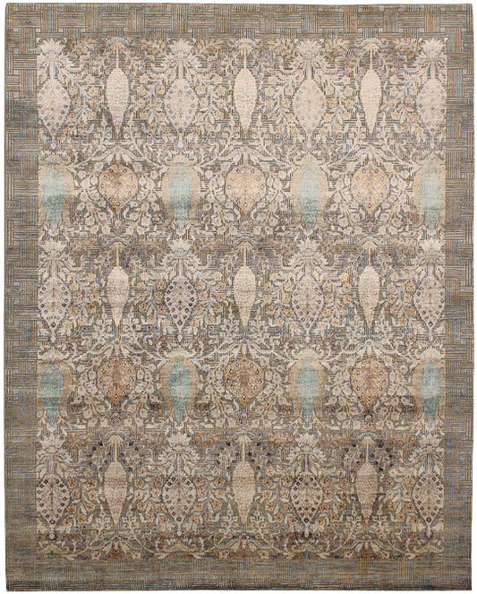 Hands DL 793 Multi Brown Luxury Carpet - Wool & Botanical Silk, Hand Knotted (8' x 10')