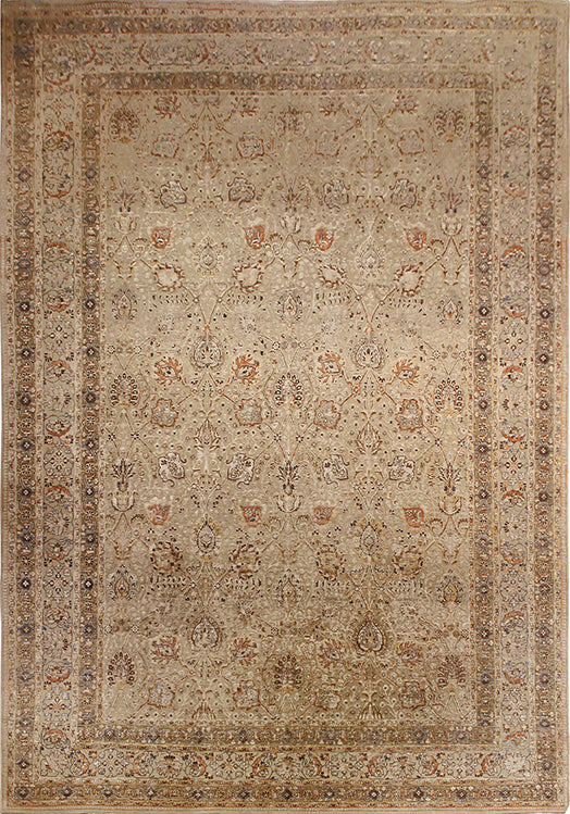 Hands P 3342 Beige Multi Luxury Carpet - Wool & Silk, Hand Knotted (10' x 14')