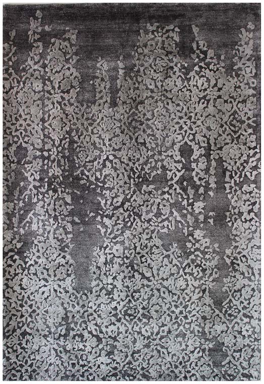 Hands LUCERNE Charcoal Beige Luxury Carpet - Botanical & Bamboo Silk, Hand Tufted (3' x 5')