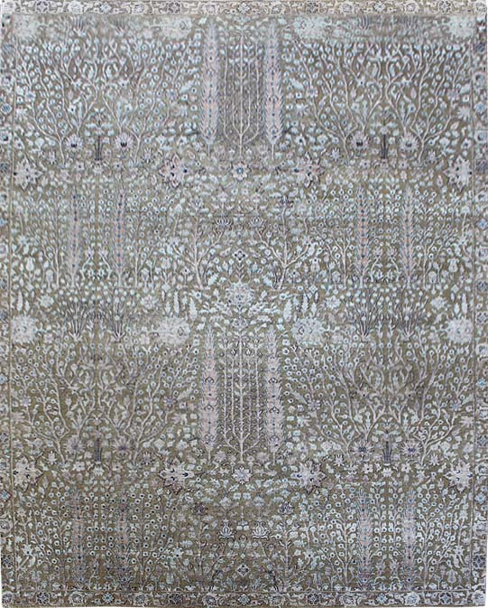 Hands DL 385 Grey Taupe Luxury Carpet - Wool & Bamboo Silk, Hand Knotted (9' x 12')