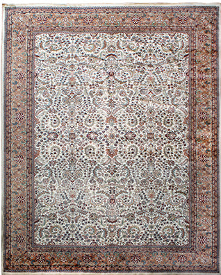 Hands OG 201 Beige Multi Luxury Carpet - 100% Wool, Hand Knotted (9' x 12')