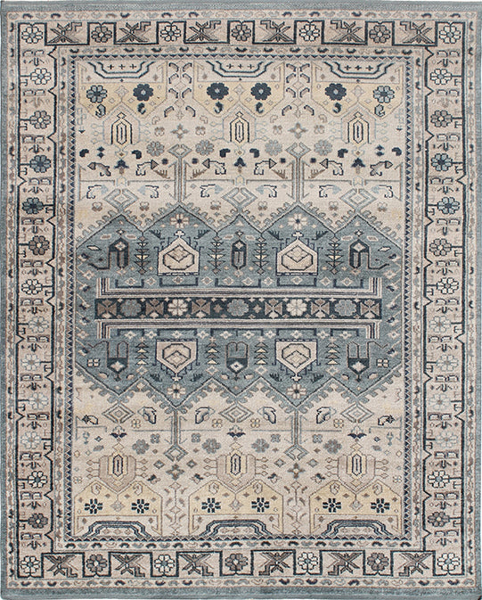 Hands P 4071 Beige Grey Luxury Carpet - 100% Wool, Hand Knotted (9' x 12')