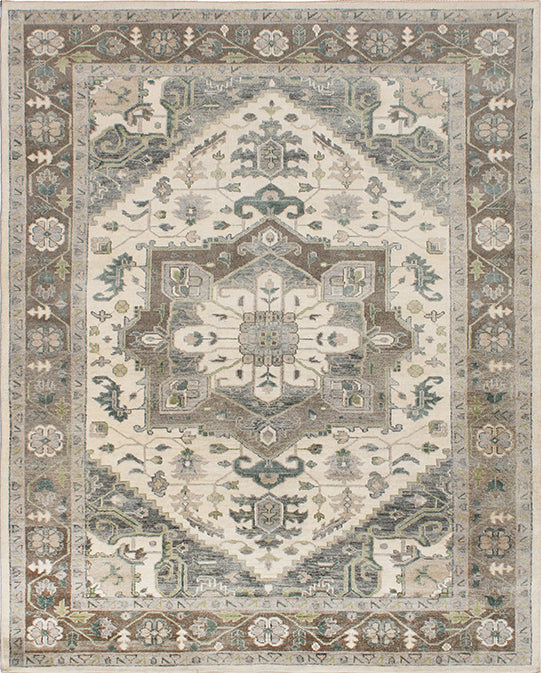 Hands P 4073 Beige Grey Luxury Carpet - 100% Wool, Hand Knotted (10' x 14')