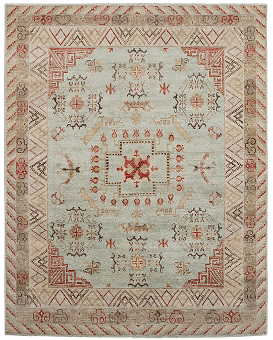 Hands P 4168 Beige Red Luxury Carpet - 100% Wool, Hand Knotted (8' x 10')