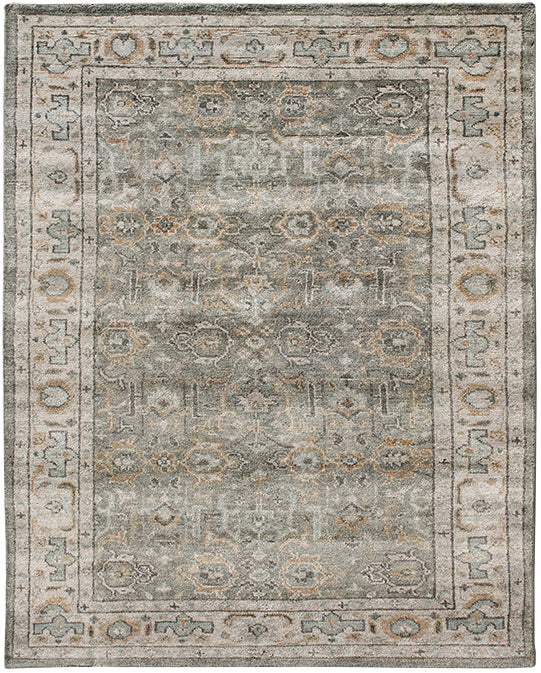 Hands P 4227 Beige Green Luxury Carpet - 100% Wool, Hand Knotted (6' x 9')