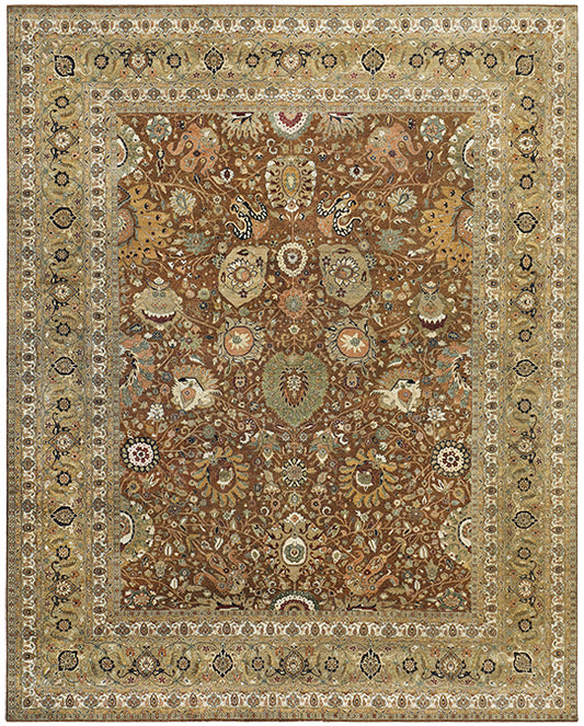 Hands P 4231 Beige Brown Luxury Carpet - 100% Wool, Hand Knotted (12' x 15')