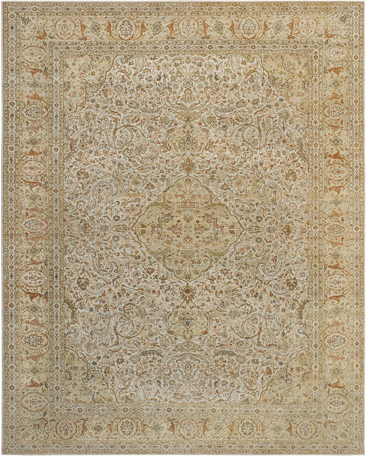 Hands P 4244 Beige Luxury Carpet - 100% Wool, Hand Knotted (9' x 12')