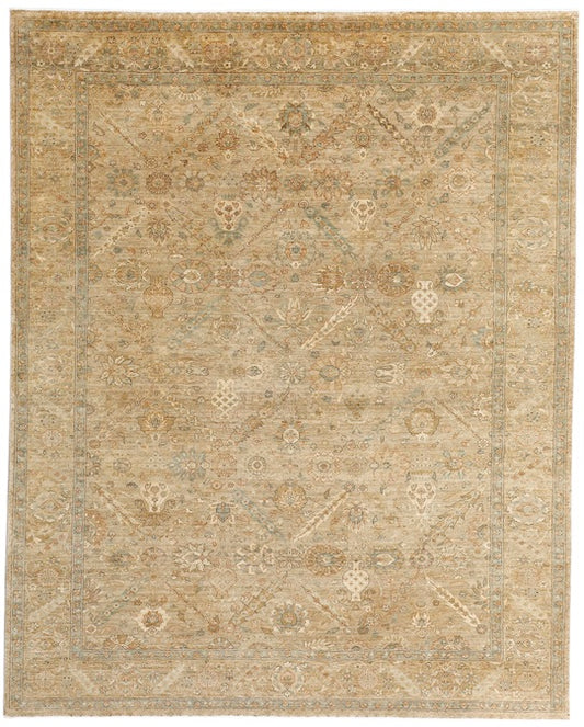 Hands TABRIZ BENLIAN (P 4399) Brown Gold Luxury Carpet - 100% Wool, Hand Knotted (9' x 12')