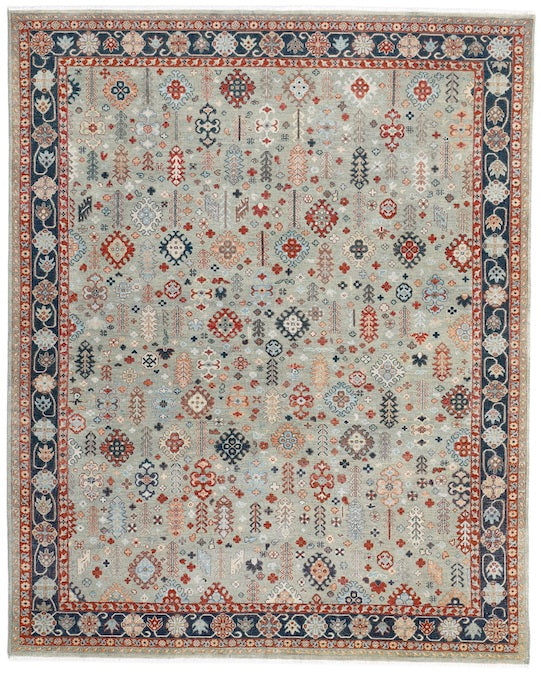 Hands BAKSHAISH (P 4404) Green Blue Luxury Carpet - 100% Wool, Hand Knotted (8' x 10')