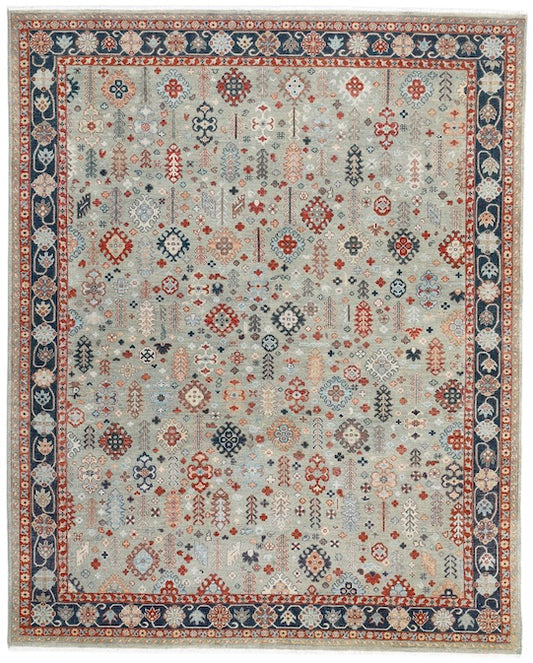 Hands BAKSHAISH (P 4404) Green Blue Luxury Carpet - 100% Wool, Hand Knotted (8' x 10')