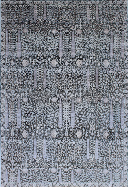 Hands P 4775 Silver Grey Luxury Carpet - Wool & Bamboo Silk, Hand Knotted (12' x 15')