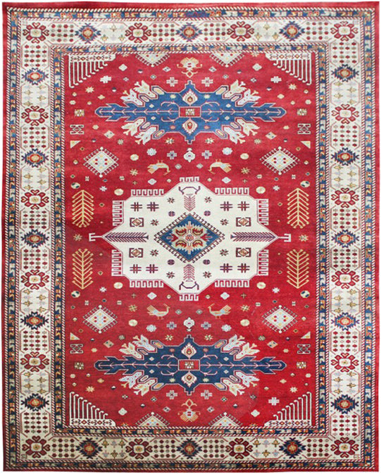 Hands P 2580 Multi Red Luxury Carpet - 100% Wool, Hand Knotted (7' x 10')