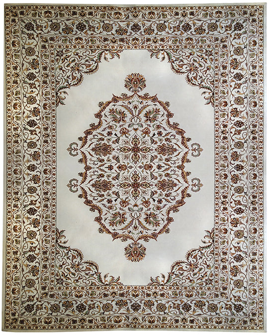 Hands P 36262 Beige Multi Luxury Carpet - Wool & Botanical Silk, Hand Knotted (7' x 10')