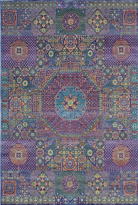 Hands P 4763 Multi Luxury Carpet - Wool & Bamboo Silk, Hand Knotted (9' x 12')